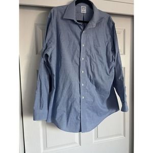 Brooks Brothers Polo Shirt 16.5-34 Micro Grid Check Navy